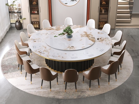  现代风格大包厢 家具餐桌 电磁炉3d模型 