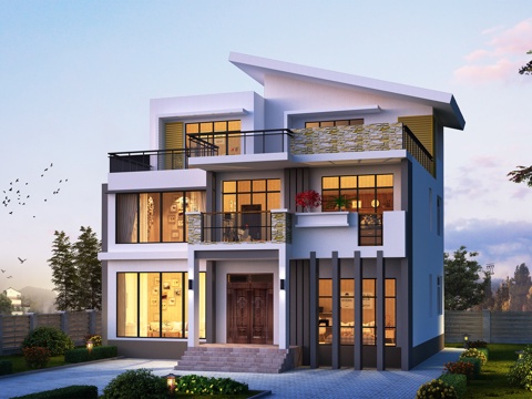 现代三层独栋别墅乡村农村自建房住宅建筑CAD施工图cad施工图