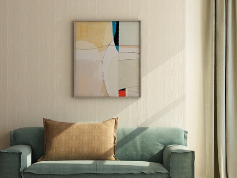  现代简约沙发窗帘装饰画组合3d模型 