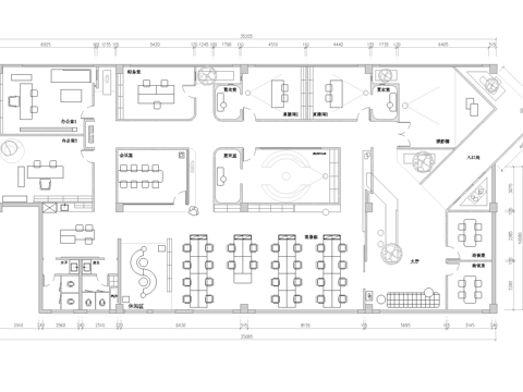 800平公司平办公室 最新平面办公室施工图cad施工图