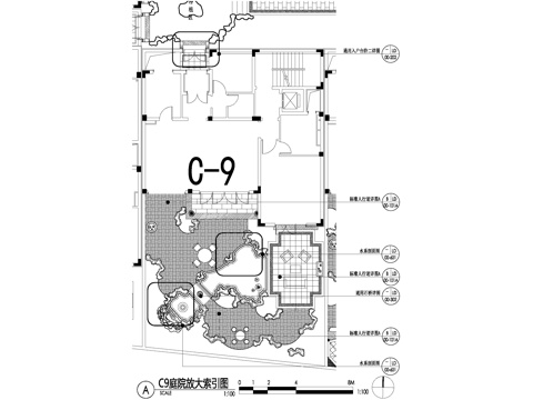 新中式别墅庭院景观平面图CAD施工图cad施工图