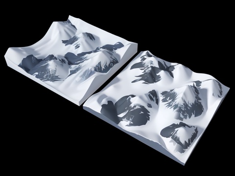  现代雪山 群山山脉 山体 山地 公园景观 地形 山地公园 自3d模型 