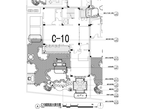  新中式别墅庭院景观平面图CAD施工图cad施工图 