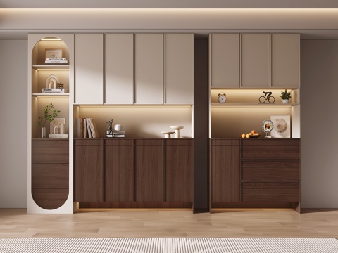 中古风玄关柜 鞋柜su模型