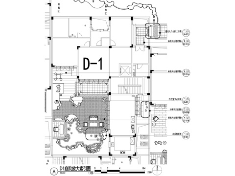 新中式别墅庭院景观平面图CAD施工图cad施工图 