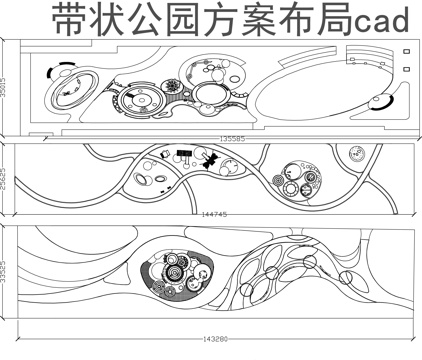 带状公园方案布局cad施工图