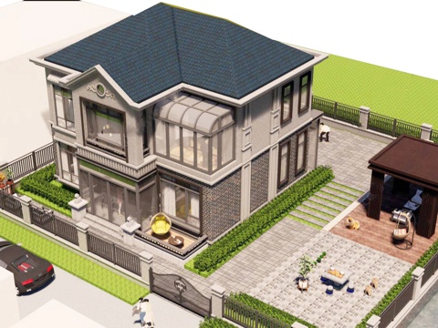 简欧乡村二层独栋别墅自建房建筑CAD施工图cad施工图