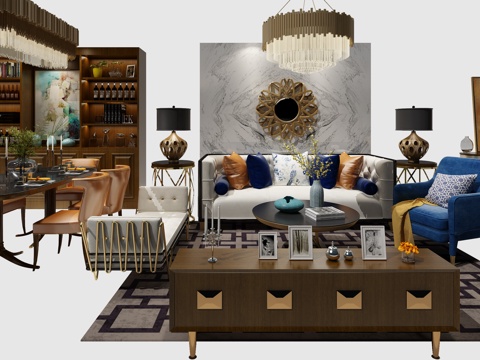  经典欧式 沙发茶几组合3d模型 