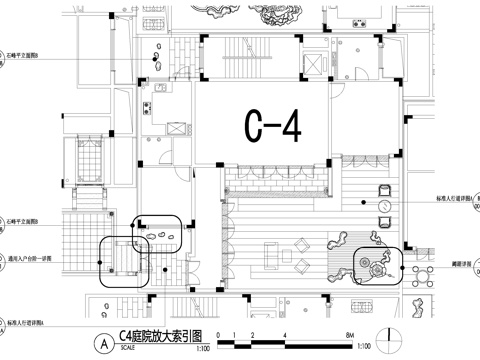 新中式别墅庭院景观平面图CAD施工图cad施工图