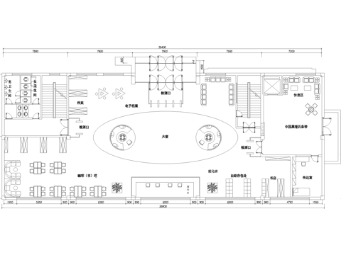 三层图书馆平面图阅览室书店咖啡书吧cad施工图