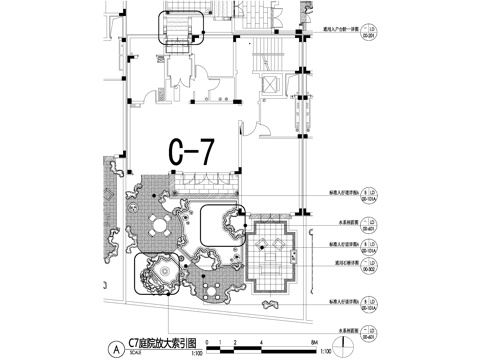 新中式别墅庭院景观平面图CAD施工图cad施工图