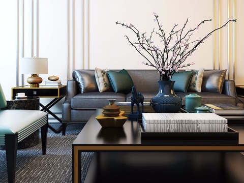  现代沙发茶几组合3d模型 