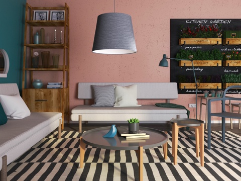  现代北欧沙发茶几组合3d模型 