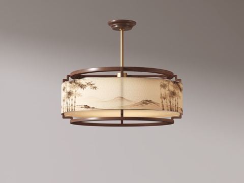 新中式吊灯su模型