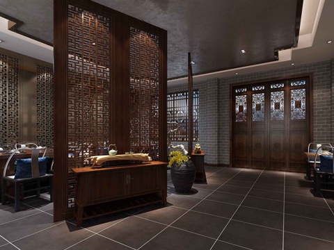  传统中式餐厅模型3d模型 