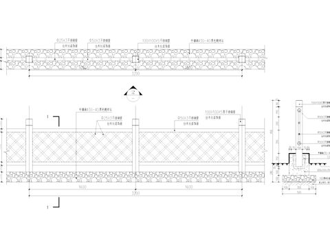不锈钢仿竹篱笆围栏围挡栏杆CAD施工图cad施工图