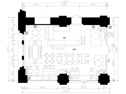 咖啡厅奶茶店饮品店平面图cad施工图