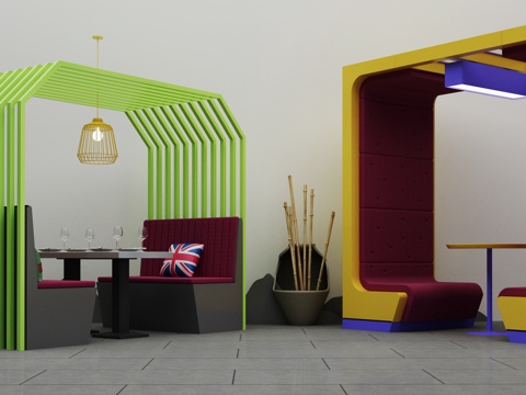  现代卡座组合3d模型 