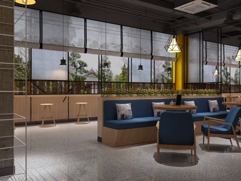  工业风格餐厅 玻璃吊灯 餐桌椅 客厅 吊灯3d模型 