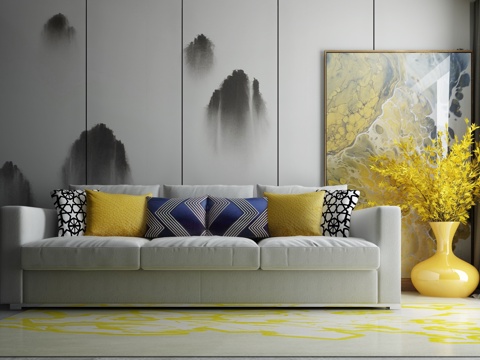  现代沙发茶几组合3d模型 