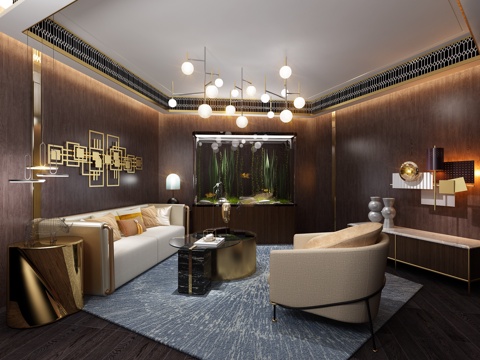  现代客厅 沙发 灯3d模型 