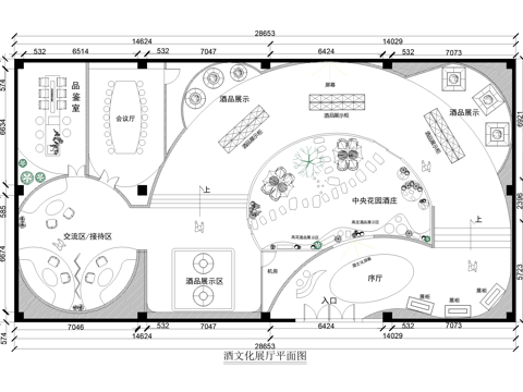 酒品酒庄展馆文化展厅平面图cad施工图