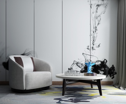  新中式沙发茶几组合3d模型 