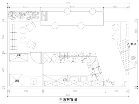 咖啡厅奶茶店饮品店平面图cad施工图