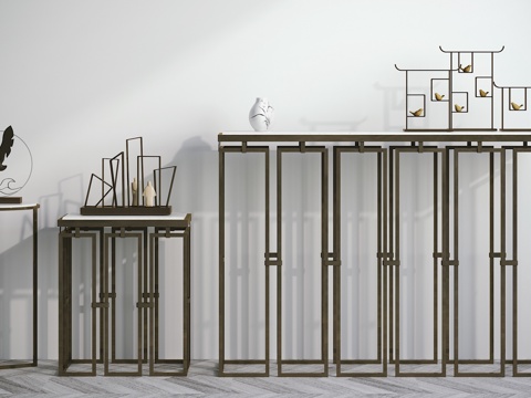  新中式端景条案组合3d模型 