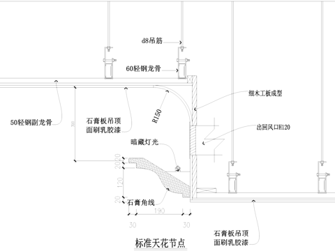 轻钢龙骨石膏板吊顶节点CAD施工图cad施工图