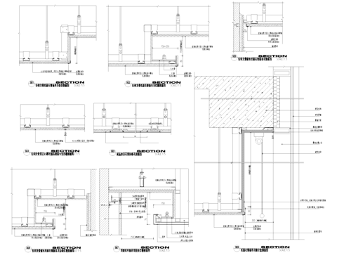 轻钢龙骨耐水纸面石膏板吊顶天花节点CAD施工图cad施工图