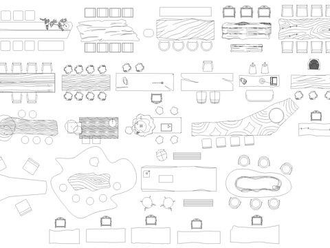 新中式桌子茶桌茶台桌椅书桌餐桌平面图块cad施工图