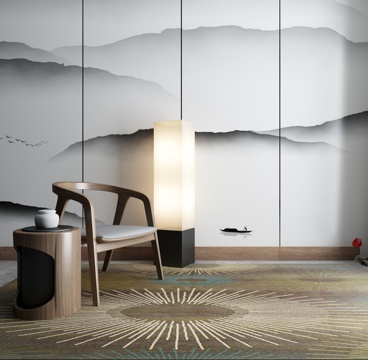  新中式沙发茶几组合3d模型 