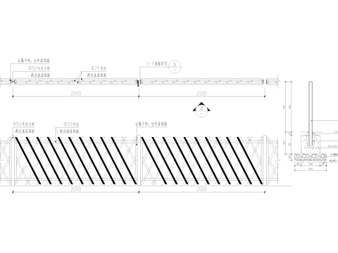 竹篱笆围栏围挡栏杆CAD施工图cad施工图