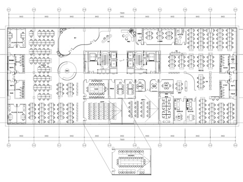 2600平方米办公室平面图cad施工图