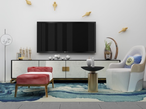  现代沙发茶几组合3d模型 