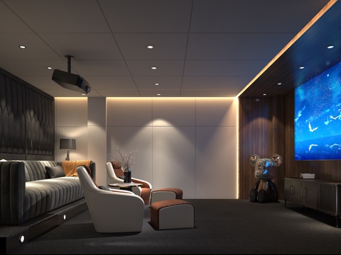  现代影音室3d模型 