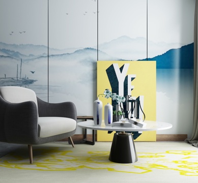  后现代沙发茶几组合3d模型 