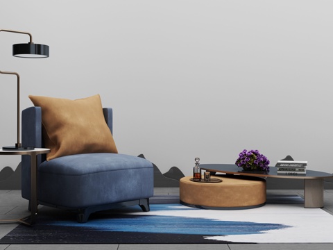  现代沙发茶几组合3d模型 