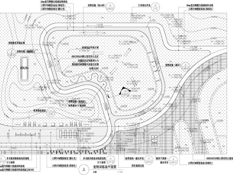 宠物运动训练场地萌宠乐园平面图cad施工图