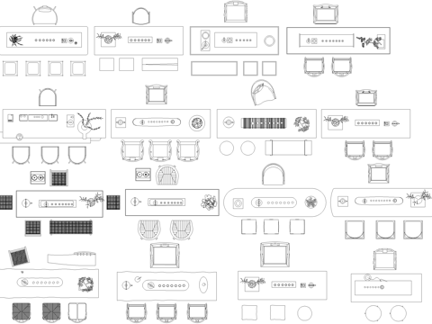 新中式桌子茶桌茶台桌椅平面图块cad施工图