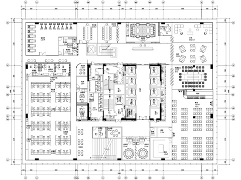 2100平方米办公室平面图cad施工图