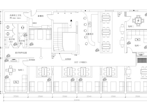 咖啡厅平面图cad施工图