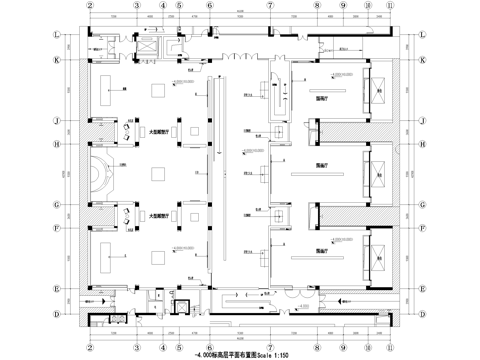 文化展厅工艺美术艺术馆平面图cad施工图