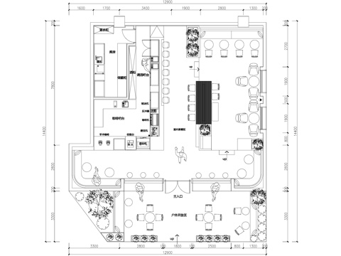 日咖夜酒咖啡厅平面图cad施工图