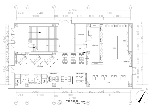 咖啡厅奶茶店甜品饮品店平面图cad施工图