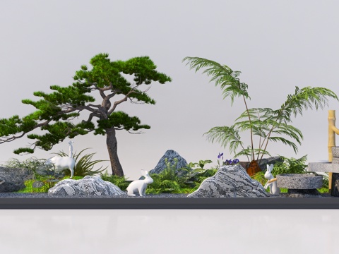  现代室内造景3d模型 