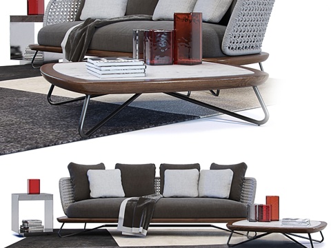  现代沙发茶几组合3d模型 