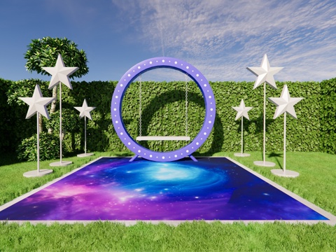 科技美陈打卡 星空美陈打卡 公园美陈打卡su模型