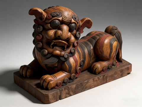 潮州木雕狮子装饰品摆件su模型